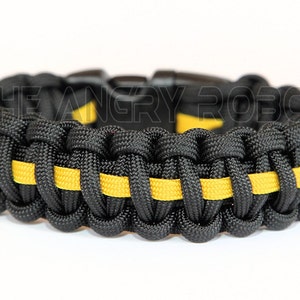 550 Paracord Survival Bracelet - Black & Yellow Deluxe