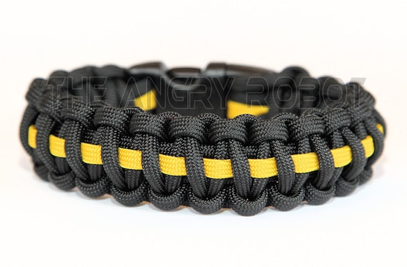 550 Paracord Survival Bracelet Black & Yellow Deluxe -  Canada