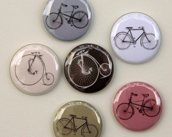 Bicycles Vintage Designs Set of 6 - Pinbacks Buttons Badges 1 inch