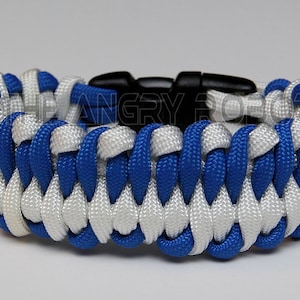 550 Paracord Bracelet Dragon&#39;s Tongue - Royal Blue and White