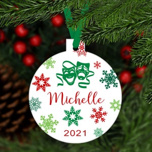 Theater Snowflakes Personalized Ornament - customized keepsake gift - C297 - gift for actor actress play drama club