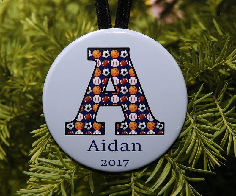 Large Initial Ornament Sports customized with name and year Etsy Italia