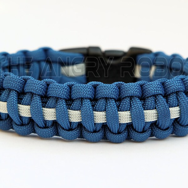 550 Paracord Survival Bracelet Cobra Deluxe - Royal & Silver - Air Force