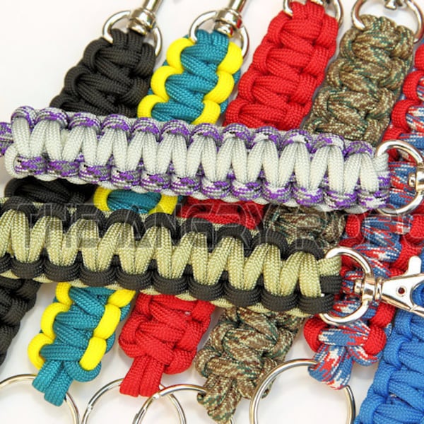 Paracord Keychain Lanyard with Trigger Snap - You Choose The Colors - over 200 colors