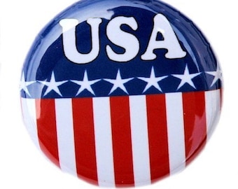 USA - Pinback Button Badge 1 inch - Magnet Flatback Keychain