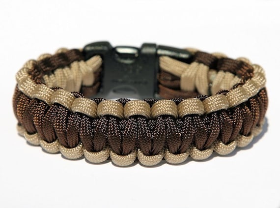 Paracord Survival Bracelet - Coyote Tan and Dark Brown