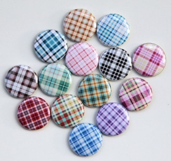 Plaid Patterns Buttons Set of 14 Pinbacks Badges 1 inch