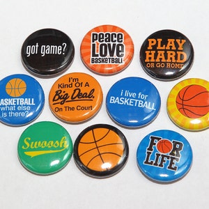 Basketball Set of 10 Pinbacks Buttons Badges 1 inch