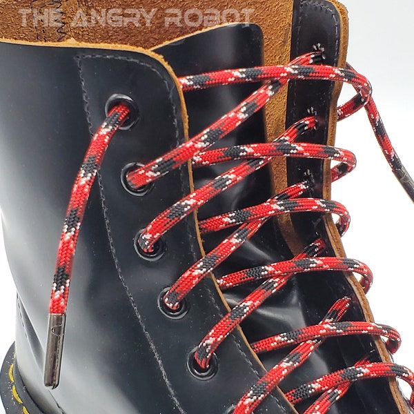 Biters 550 Paracord Boot Shoe Sneaker Laces with Metal Tips - Black, Red & White - Multiple Sizes and Color Options available