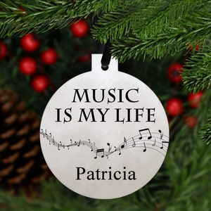 Music Is My Life Personalized Ornament - music notes - customized - C065 - singer marching band choir