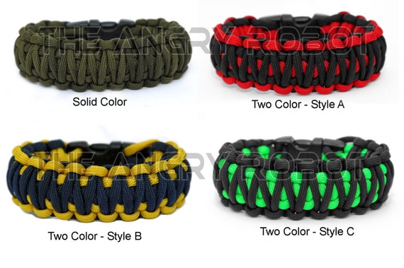 Paracord Survival Bracelet King Cobra Black and Neon Green 