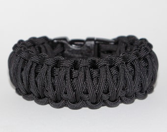 Pulsera de supervivencia Paracord King Cobra - Negra - o elige entre 200 colores diferentes