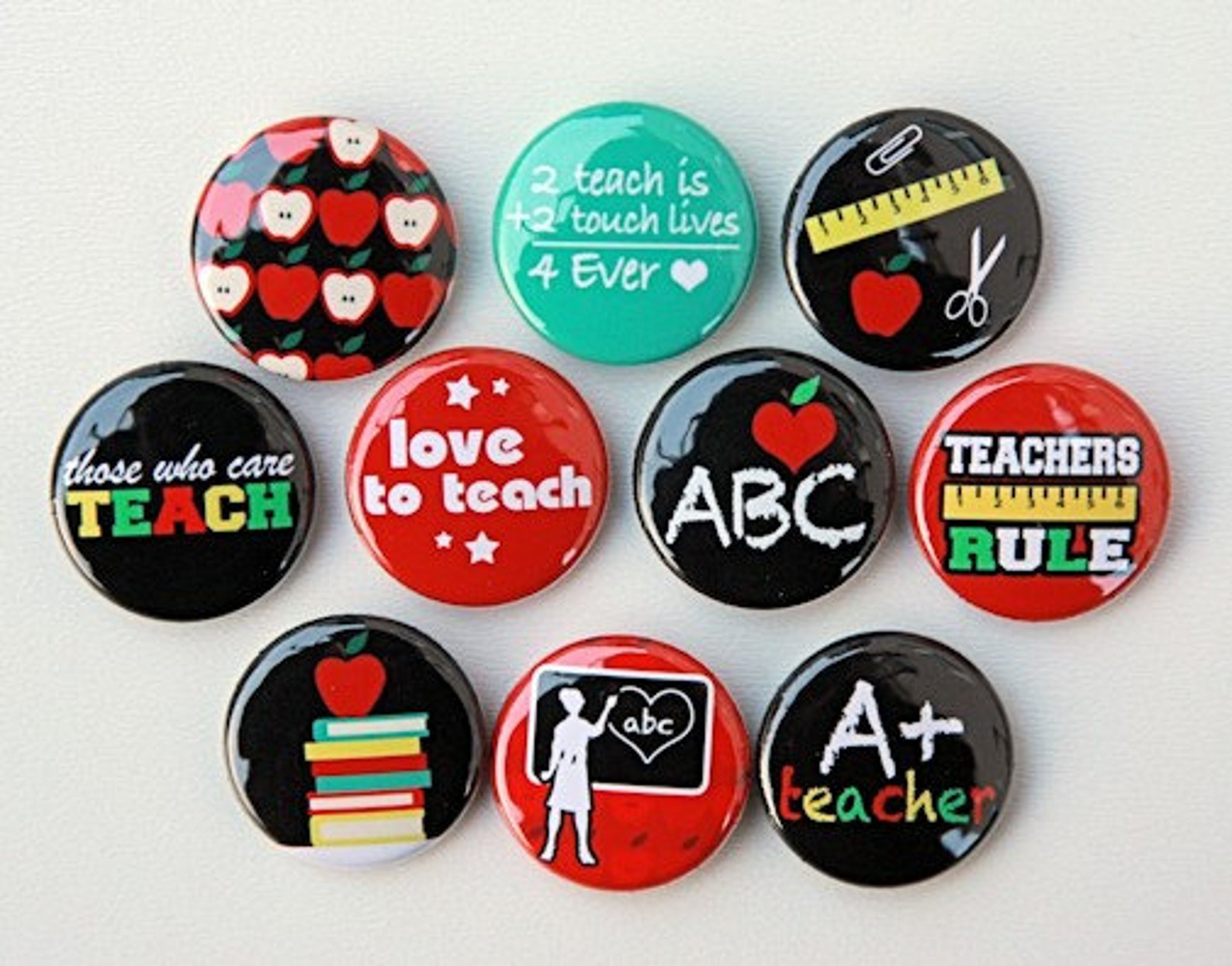 School Teacher Set of 10 Buttons Pinbacks Badges 1 inch | Etsy