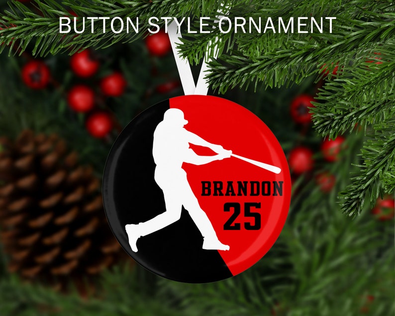 Baseball Player Silhouette Christmas Ornament team colors personalized customized sports keepsake gift hitter batter C078 image 3