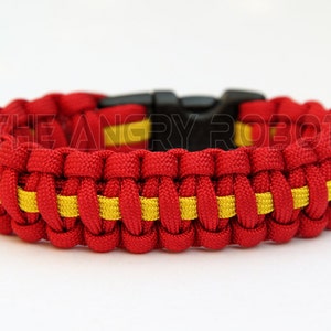 550 Paracord Survival Bracelet Cobra Deluxe Red & Yellow image 1