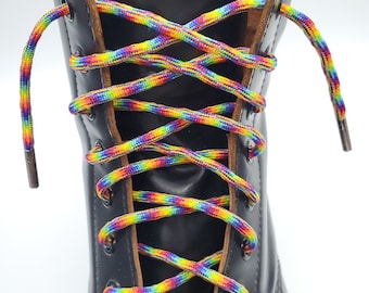 Rainbow Hippie 550 Paracord Boot Sneaker Shoe Laces with Silver Aglet Tips - Shoelaces Multiple Sizes and over 200 colors available
