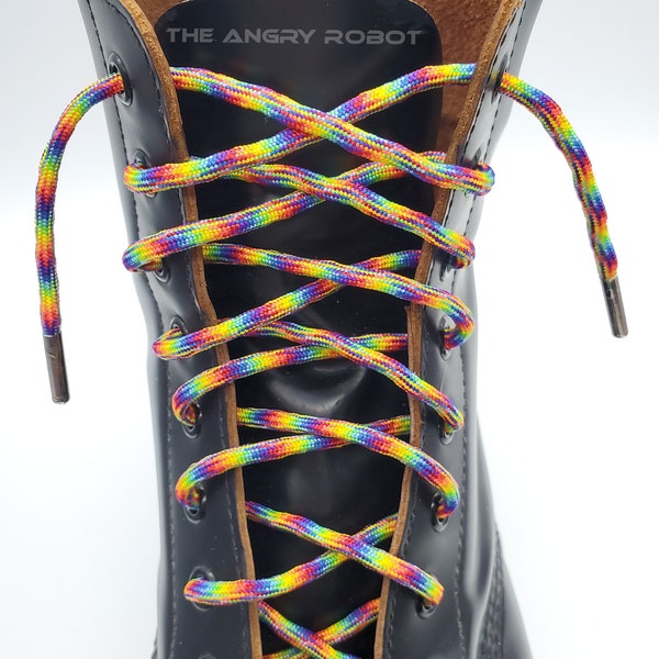 Rainbow Hippie 550 Paracord Boot Sneaker Shoe Laces with Silver Aglet Tips - Shoelaces Multiple Sizes and over 200 colors available