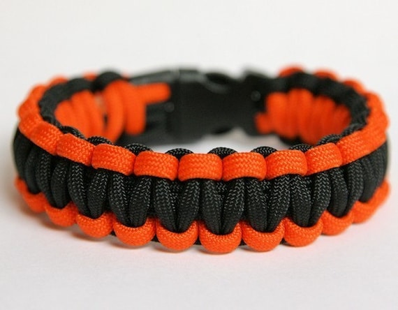 Paracord Survival Bracelet Neon Orange and Black Etsy