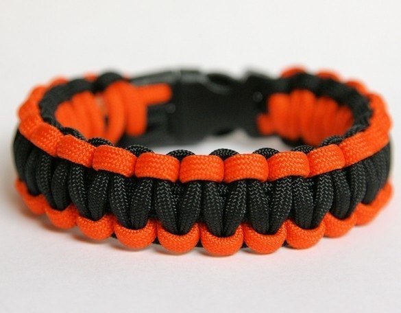 Paracord Survival Bracelet - Neon Orange and Black - Etsy