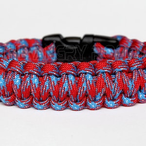 550 Paracord Survival Bracelet - Red Blue White Cord