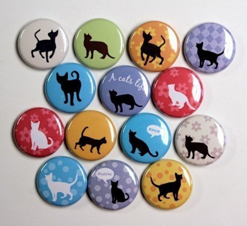 A Cat's Life - Set of 14 - Pinbacks Buttons Badges 1 Inch - Flatbacks ...