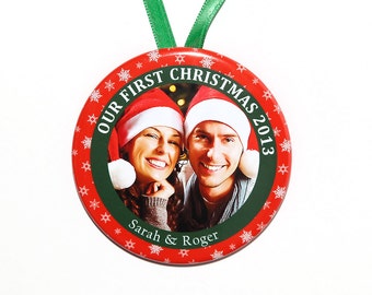 Nuestro primer adorno navideño - personalizado con vuestros nombres y foto - C47