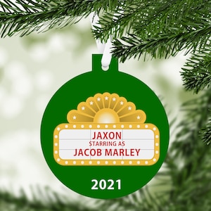 Actor Actress Performer Christmas Ornament - Theater Marque - Customized - Christmas Play Red Green - C197