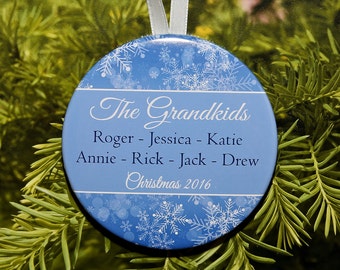 The Grandkids Christmas Ornament - Personalized up to 20 names - 2 color choices - C170