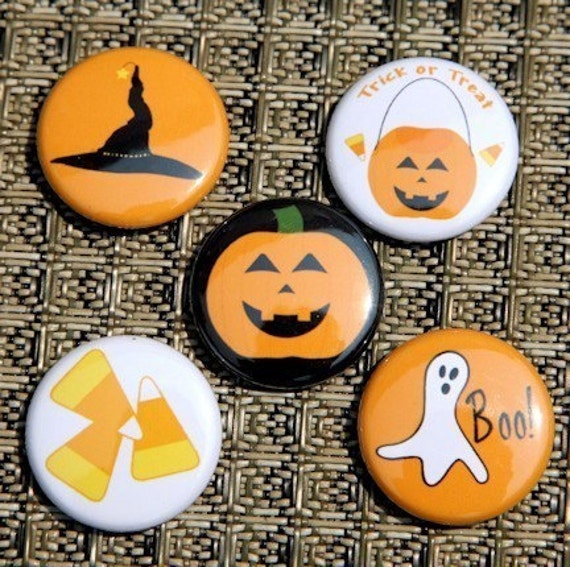 Happy Halloween Buttons Set of 5 Pinbacks Badges 1 inch Etsy