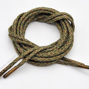 Digital Multi Camo 550 Paracord Boot Shoe Sneaker Laces with Bronze Aglets Metal Tips - Multiple Sizes and over 200 colors available
