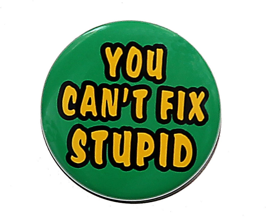 You Can T Fix Stupid Pinback Button Badge Inch Etsy