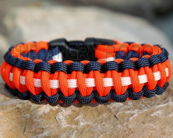 Paracord Bracelet - Team Colors - Navy Neon Orange White - Deluxe