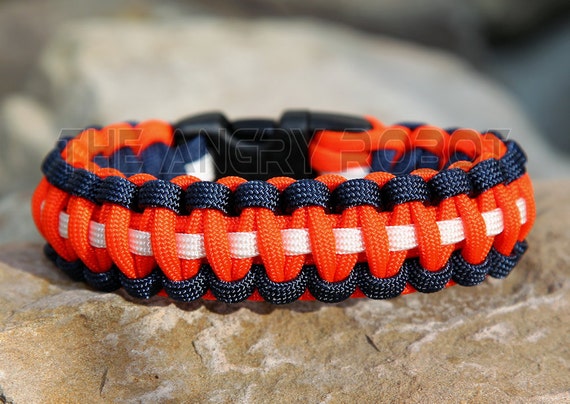 Paracord Bracelet Team Colors Navy Neon Orange White Deluxe Etsy UK
