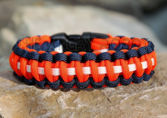 Paracord Bracelet Team Colors Navy Neon Orange White Deluxe -  Canada