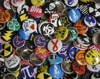 Button Pin Wholesale Lot, HUGE Lot of 50 Buttons Pins, Lot 80's