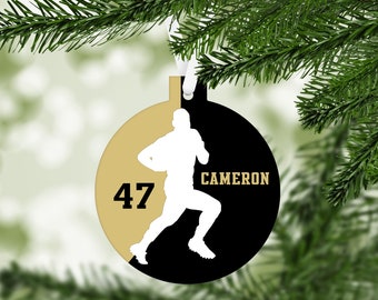 Rugby Silhouette Christmas Ornament - team colors - customized sports keepsake gift - C266