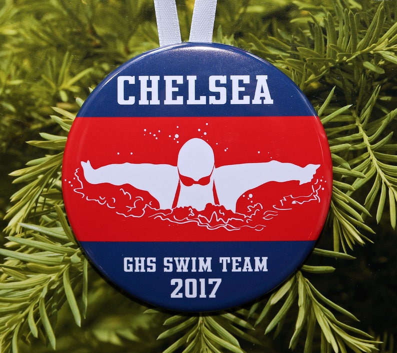 Swimmer Silhouette Christmas Ornament team colors customized girls women swim swimming butterfly sports keepsake gift C207 image 3