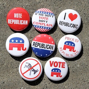 Republican Buttons Set of 8 Pinbacks Badges 1 inch Political