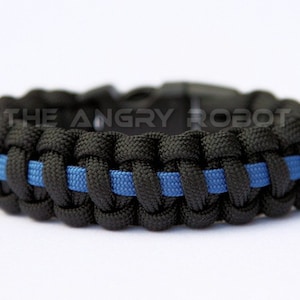 SLIM Paracord Survival Bracelet Cobra Deluxe - Thin Blue Line Police