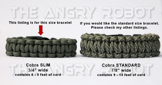 SLIM Paracord Survival Bracelet Cobra White and Carolina Blue Blue