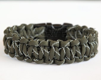 Paracord Survival Bracelet - OD Green Reflective