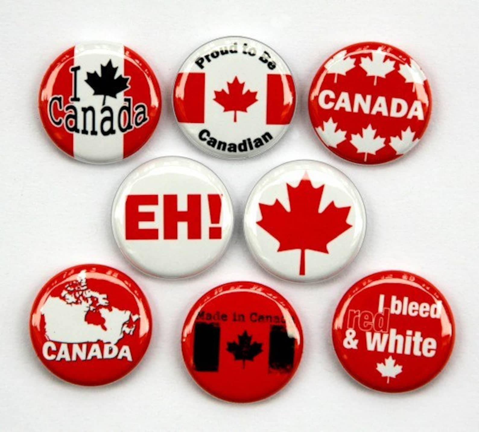 Canada Buttons Set of 8 Pinbacks Badges 1 Inch Flatbacks Etsy