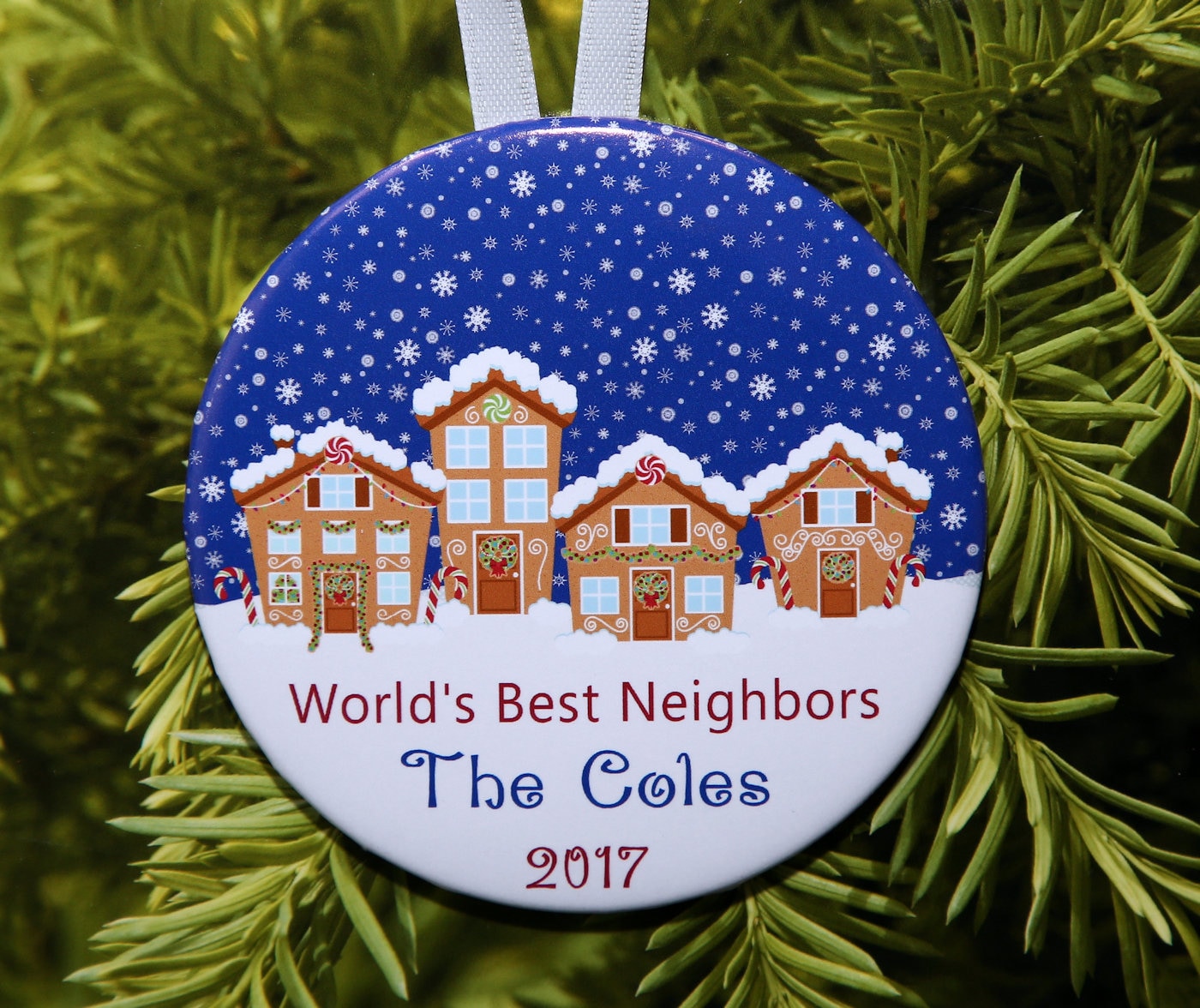 World's Best Neighbors - Neighbor Ornament - Gingerbread Houses -  personalized - C248