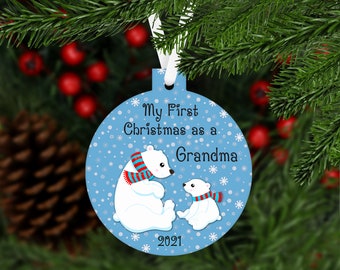 First Christmas As A Grandma Ornament - Polar Bears - C167 New Grandparent Keepsake Gift