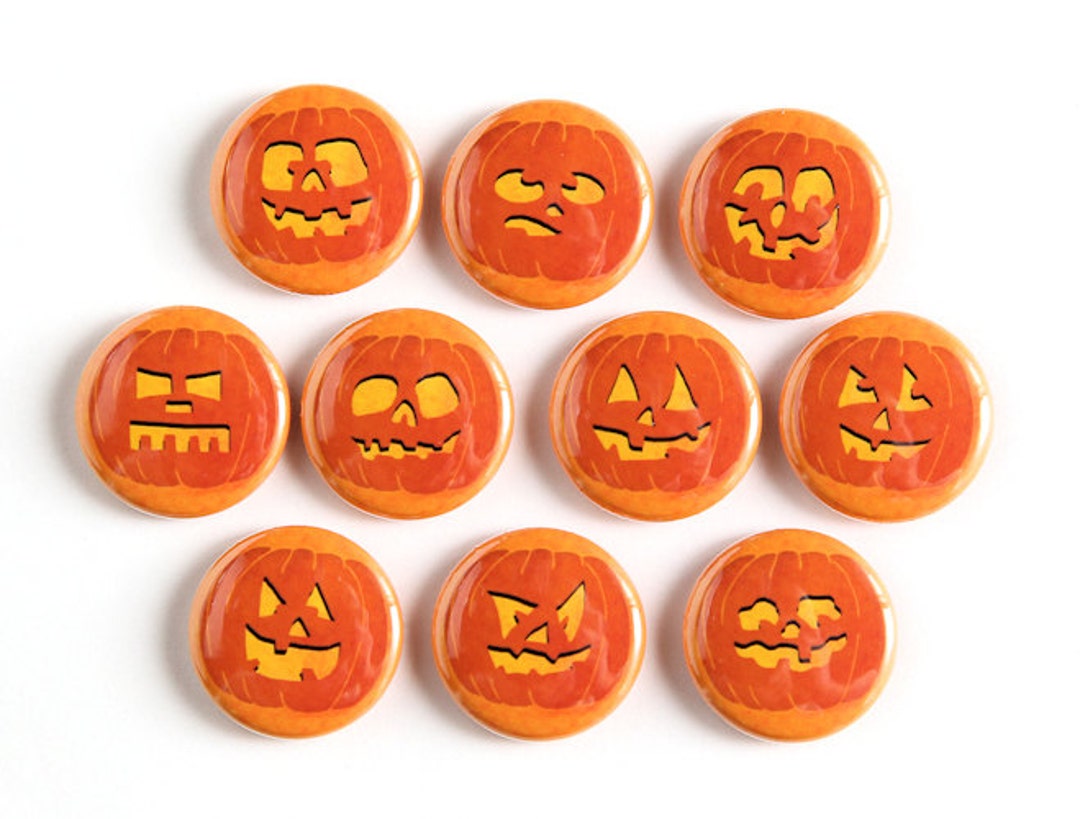 Pumpkin Jack O' Lanterns - Buttons Pinbacks Badges Set of 10 - 1 Inch ...