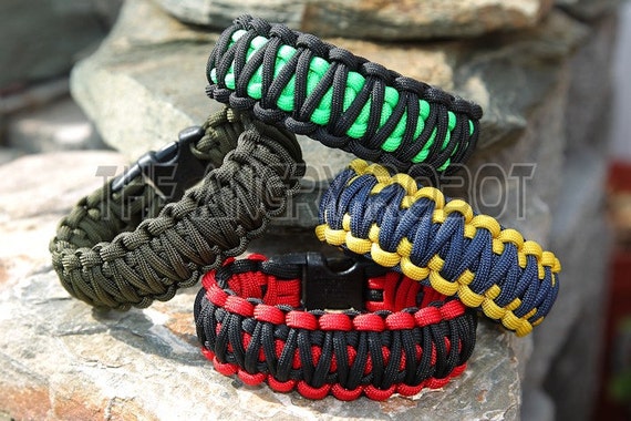 Paracord Survival Bracelet King Cobra Navy Blue and Yellow 