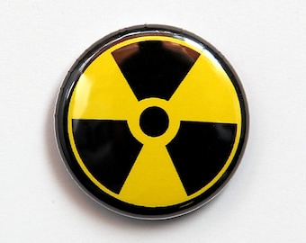 Radiation Symbol - Pinback Button Badge 1 inch 1" - Magnet Keychain Zipper Pull Earrings or Flatback