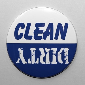 Clean Dirty Dishwasher Magnet - Blue And White - 3 inch