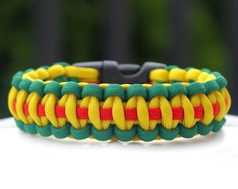 Paracord Survival Bracelet - Vietnam Service - Green Yellow and Red