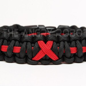 Bracelet en paracord réglable rouge et noir - France